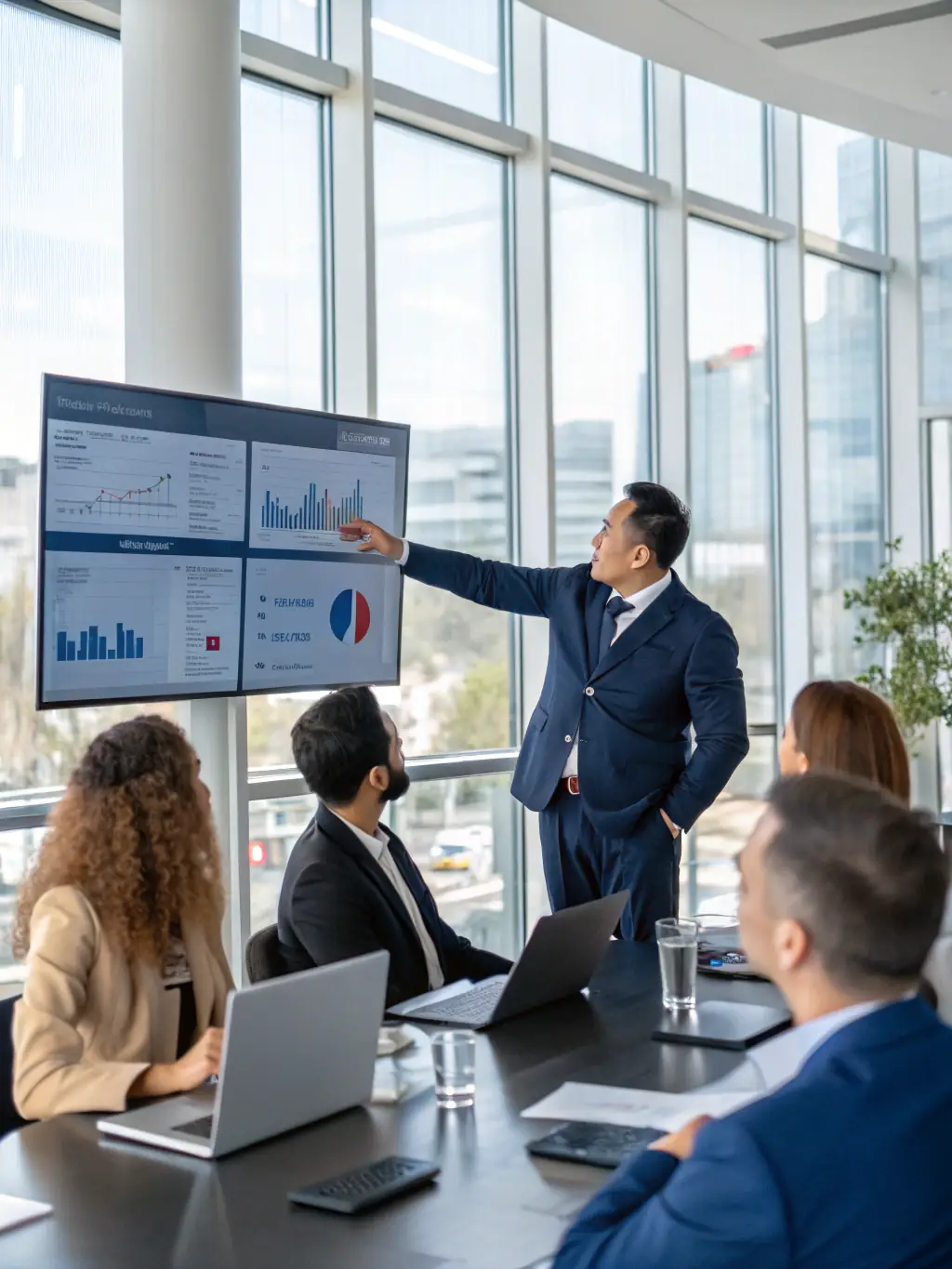 A high-resolution photograph capturing the keynote speaker passionately delivering a presentation on the future of cybersecurity at the Annual Cybersecurity Conference, with the audience captivated.