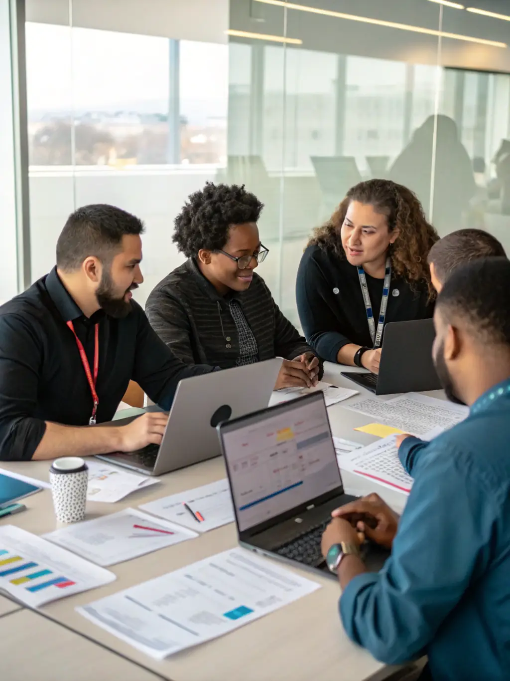 A dynamic shot of attendees actively participating in a cybersecurity workshop, showcasing hands-on learning and collaborative problem-solving during the Annual Cybersecurity Conference.